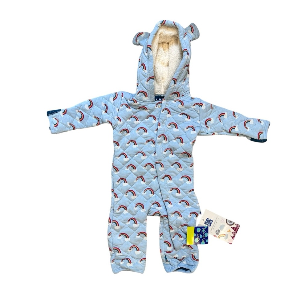 Kickee Pants Print Quilted Hoodie Coverall Sherpa-Lined Hood Size 3-6 Months NWT